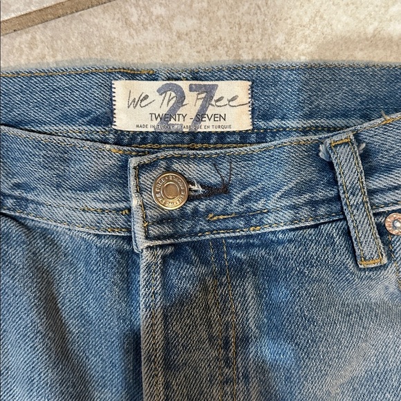 Free People Maggie Straight Ankle Crop Destroyed Jeans 27 Chewed Hem - Picture 3 of 7